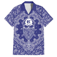 Blue Paisley Family Matching Tank Maxi Dress and Hawaiian Shirt Skull Gangster - Wonder Print Shop