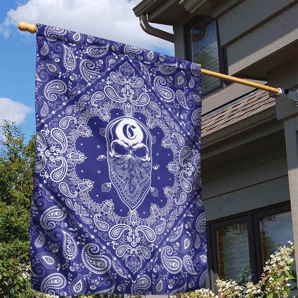 Blue Paisley Garden Flag Skull Gangster - Wonder Print Shop