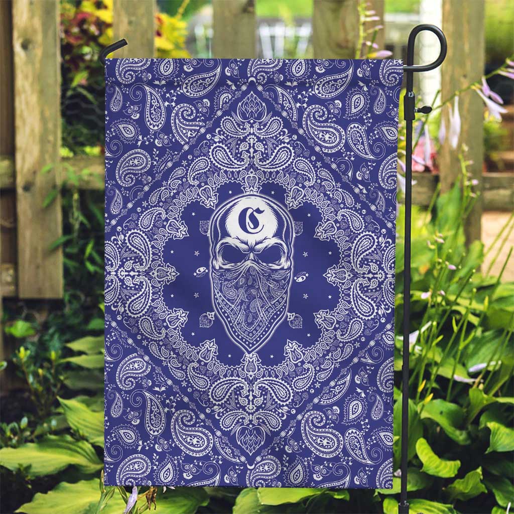 Blue Paisley Garden Flag Skull Gangster - Wonder Print Shop