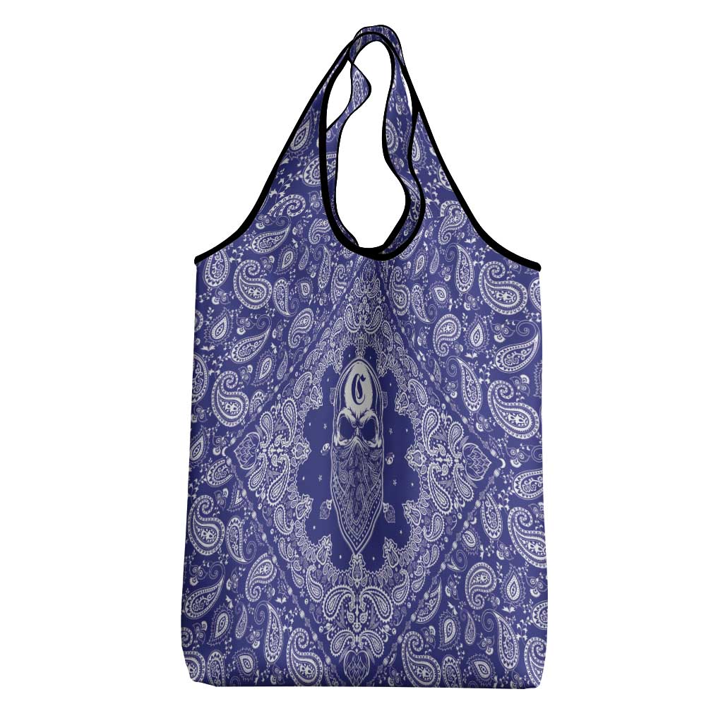 Blue Paisley Grocery Bag Skull Gangster - Wonder Print Shop