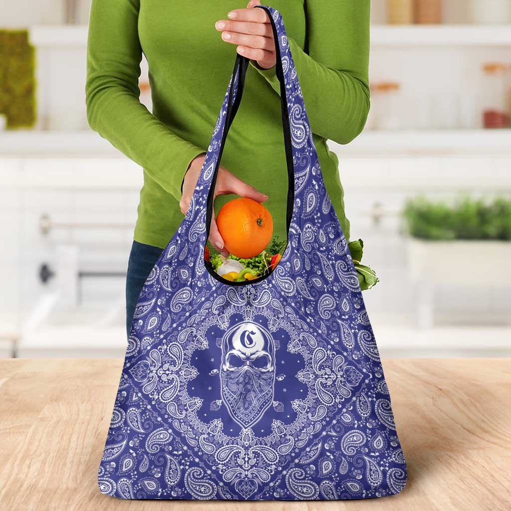 Blue Paisley Grocery Bag Skull Gangster - Wonder Print Shop