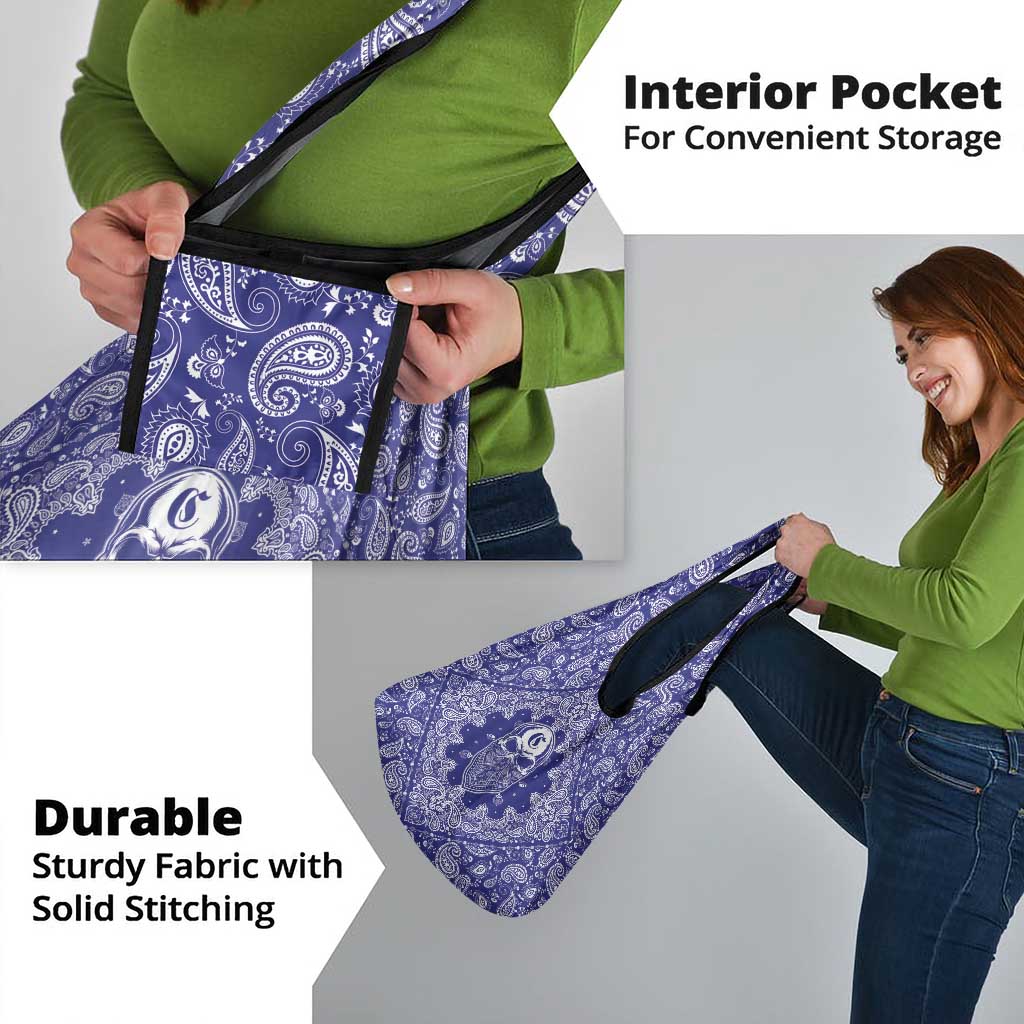 Blue Paisley Grocery Bag Skull Gangster - Wonder Print Shop