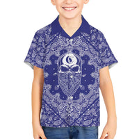 Blue Paisley Hawaiian Shirt Skull Gangster - Wonder Print Shop