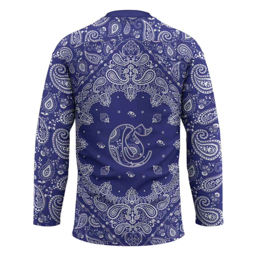 Blue Paisley Hockey Jersey Skull Gangster - Wonder Print Shop
