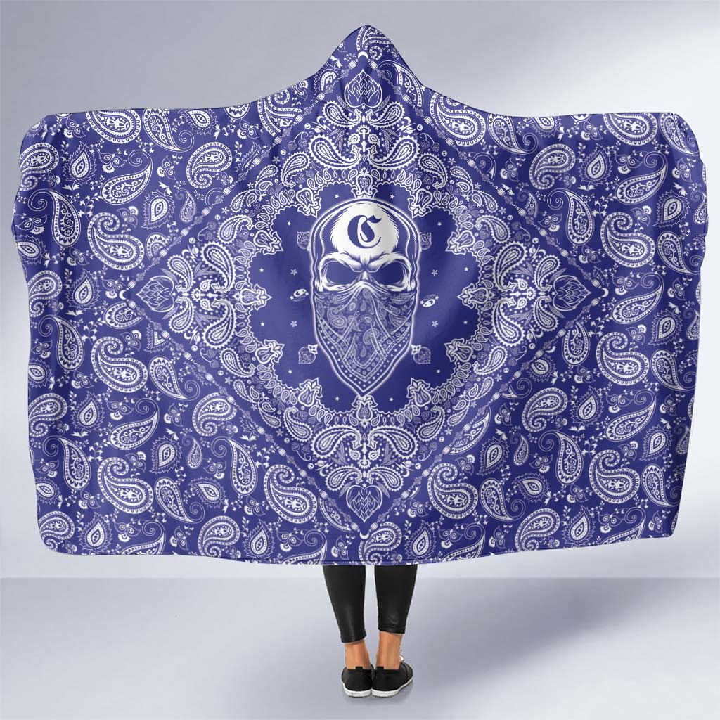Blue Paisley Hooded Blanket Skull Gangster - Wonder Print Shop