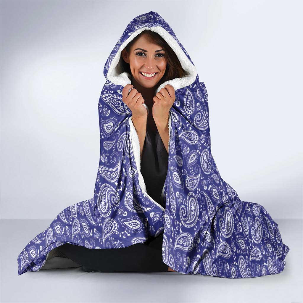 Blue Paisley Hooded Blanket Skull Gangster - Wonder Print Shop