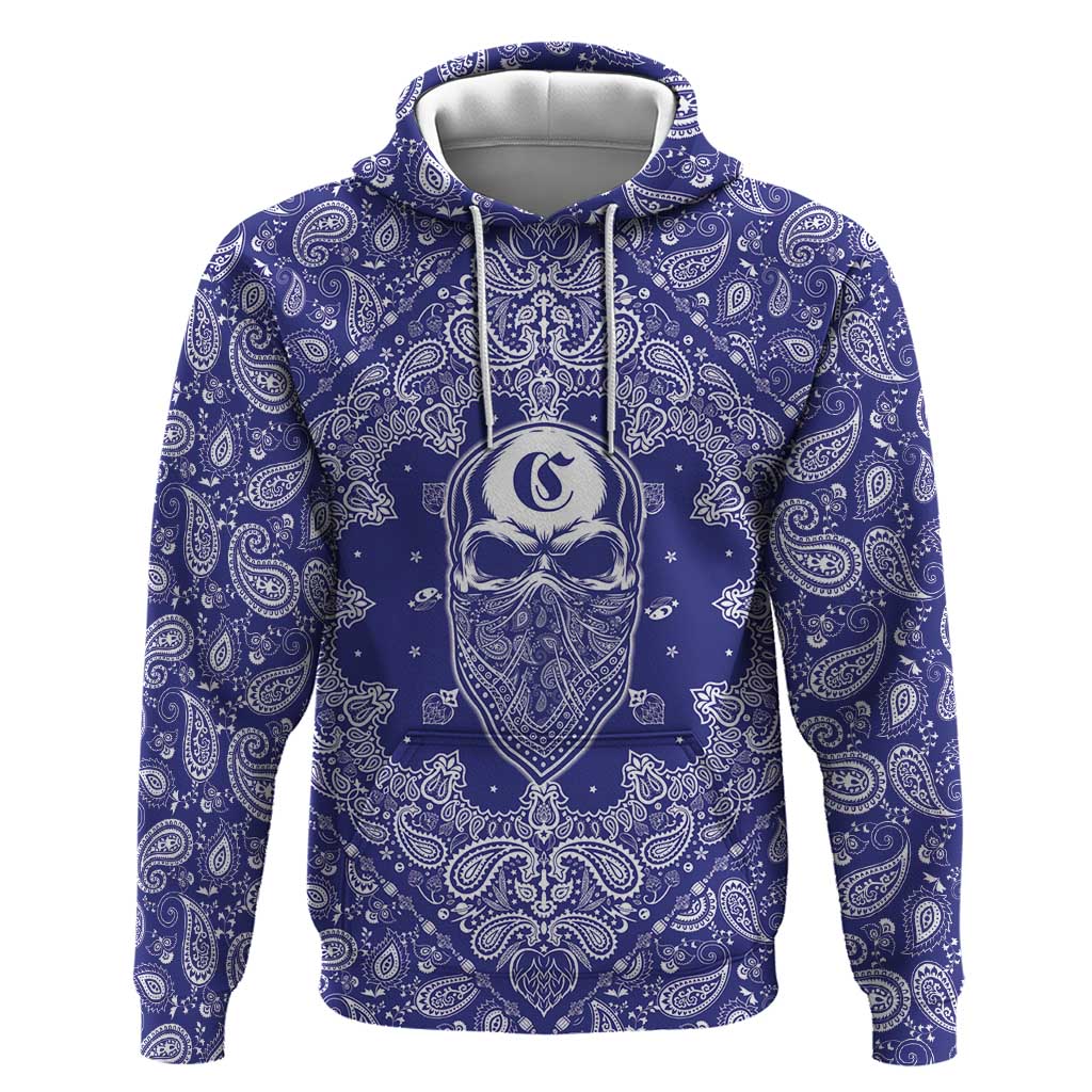 Blue Paisley Hoodie Skull Gangster - Wonder Print Shop