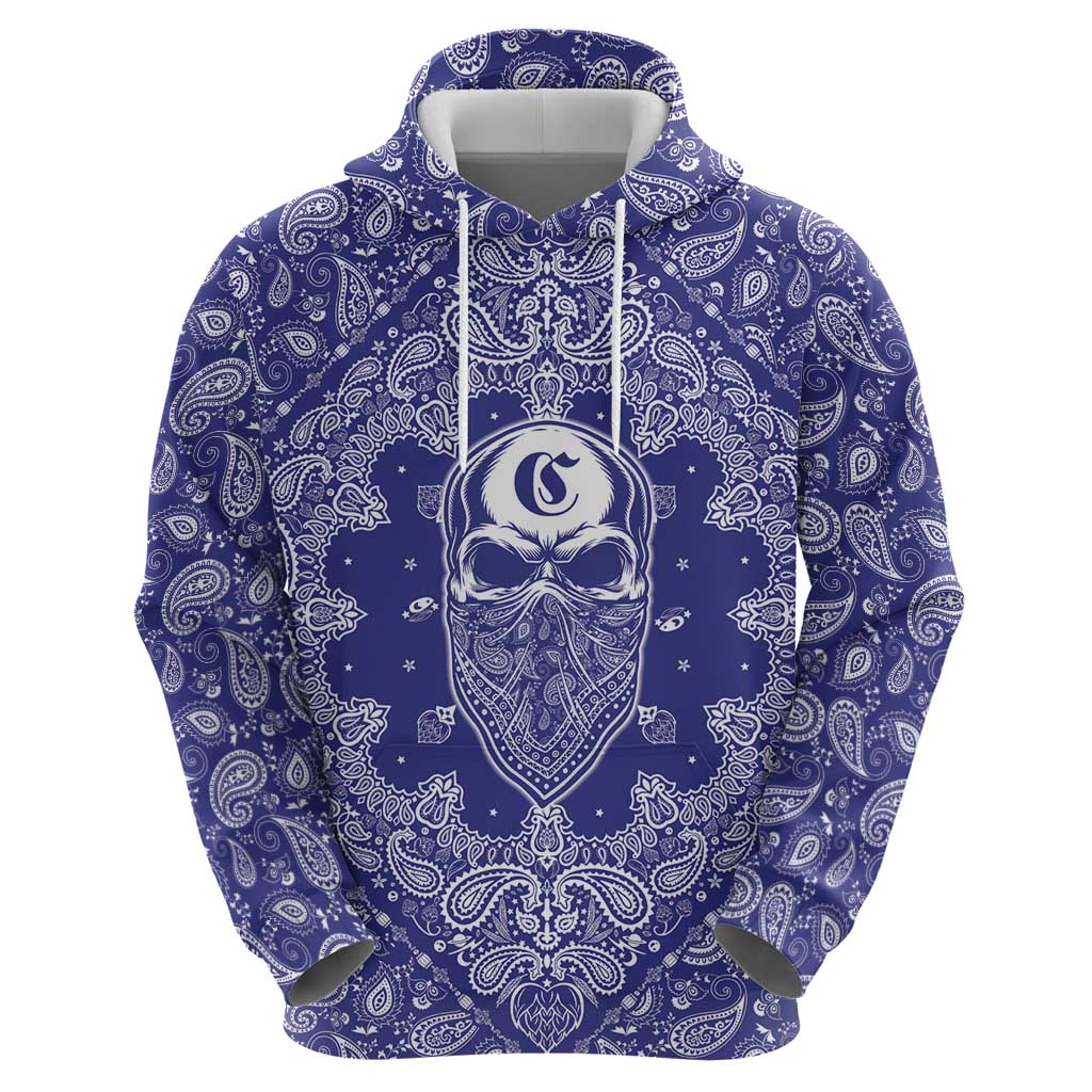 Blue Paisley Hoodie Skull Gangster - Wonder Print Shop