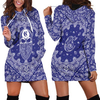 Blue Paisley Hoodie Dress Skull Gangster - Wonder Print Shop