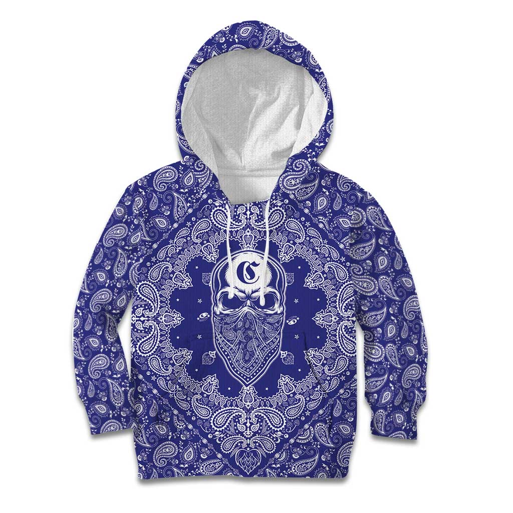 Blue Paisley Kid Hoodie Skull Gangster - Wonder Print Shop