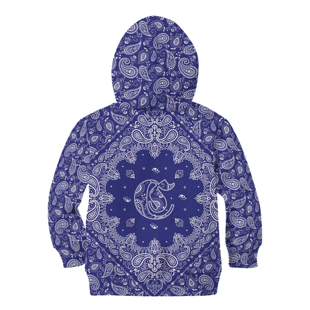 Blue Paisley Kid Hoodie Skull Gangster - Wonder Print Shop