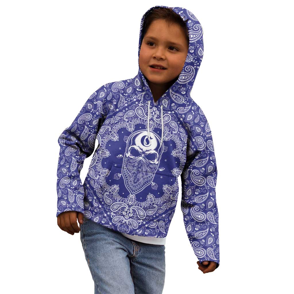 Blue Paisley Kid Hoodie Skull Gangster - Wonder Print Shop