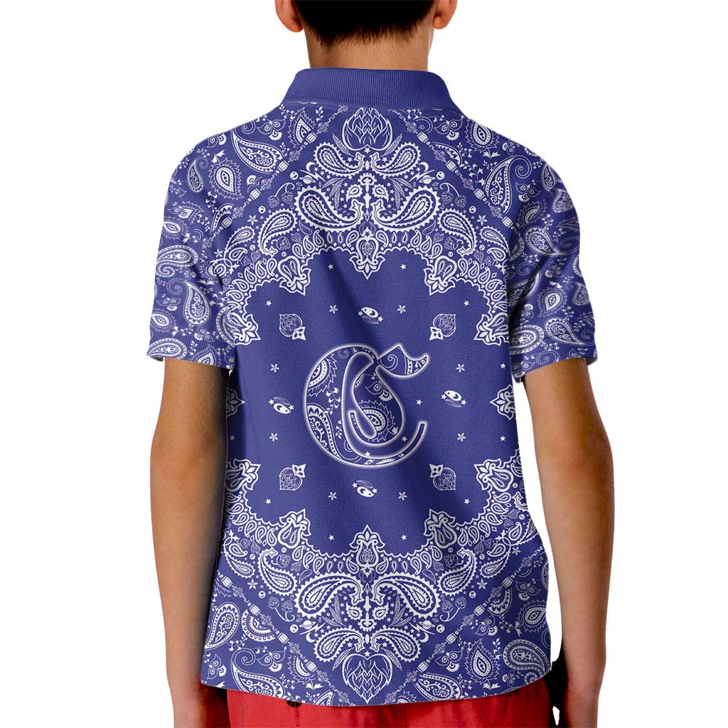 Blue Paisley Kid Polo Shirt Skull Gangster - Wonder Print Shop