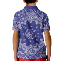 Blue Paisley Kid Polo Shirt Skull Gangster - Wonder Print Shop