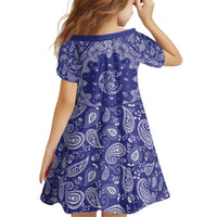Blue Paisley Kid Short Sleeve Dress Skull Gangster - Wonder Print Shop