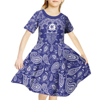 Blue Paisley Kid Short Sleeve Dress Skull Gangster - Wonder Print Shop