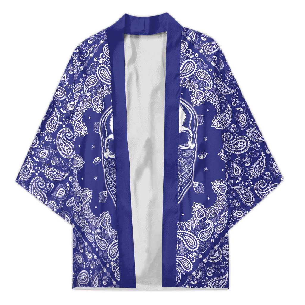 Blue Paisley Kimono Skull Gangster - Wonder Print Shop