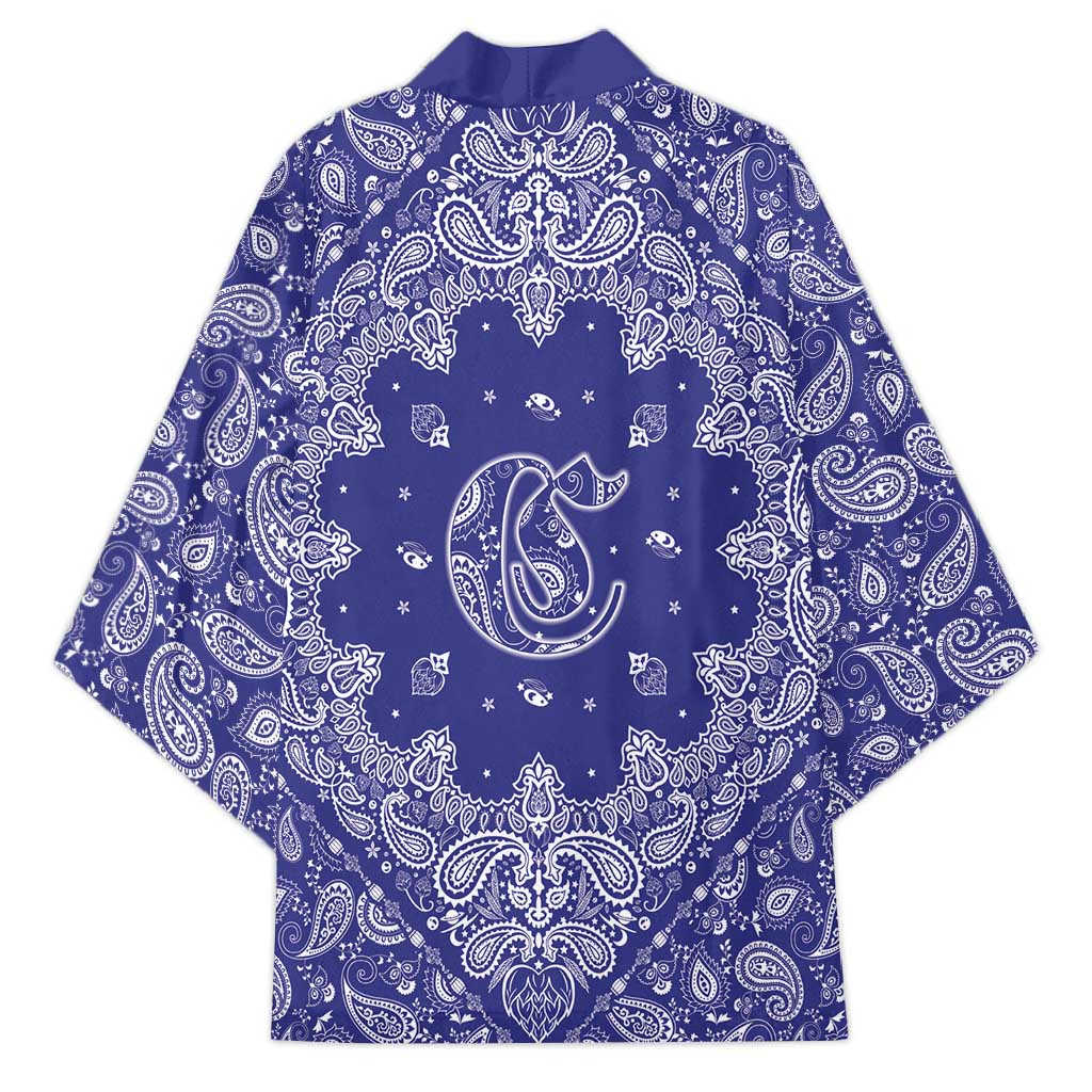Blue Paisley Kimono Skull Gangster - Wonder Print Shop