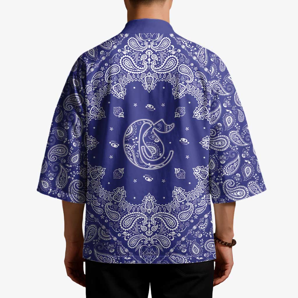 Blue Paisley Kimono Skull Gangster - Wonder Print Shop