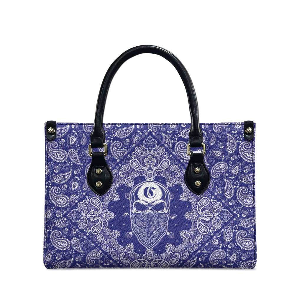 Blue Paisley Leather Bag Skull Gangster - Wonder Print Shop
