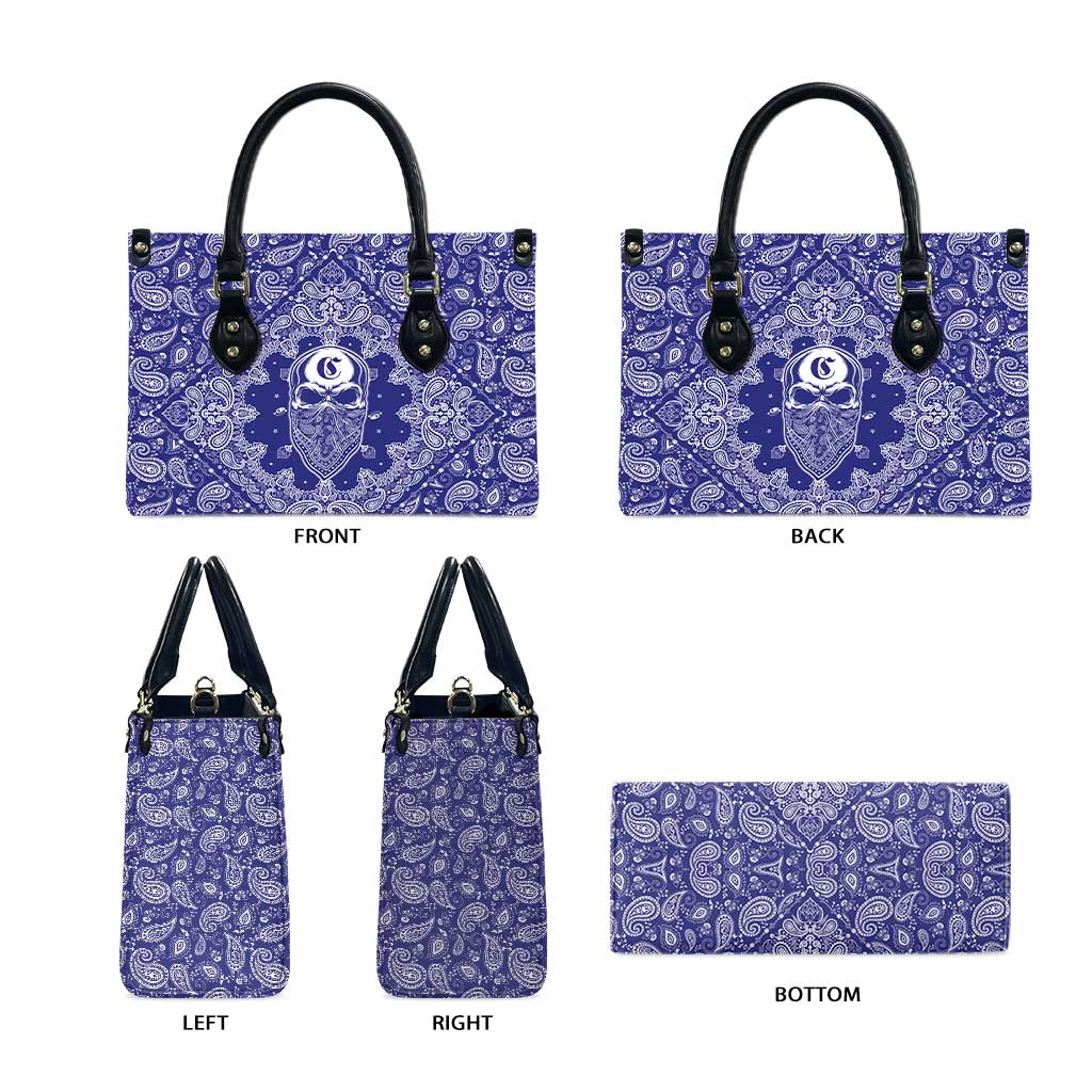 Blue Paisley Leather Bag Skull Gangster - Wonder Print Shop