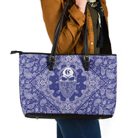 Blue Paisley Leather Tote Bag Skull Gangster - Wonder Print Shop
