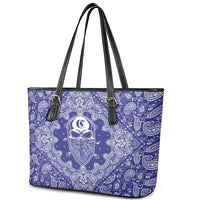 Blue Paisley Leather Tote Bag Skull Gangster - Wonder Print Shop