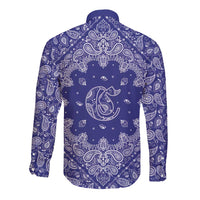 Blue Paisley Long Sleeve Button Shirt Skull Gangster - Wonder Print Shop