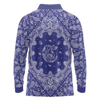 Blue Paisley Long Sleeve Polo Shirt Skull Gangster - Wonder Print Shop
