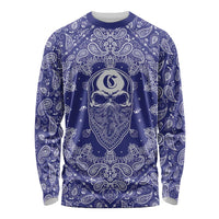 Blue Paisley Long Sleeve Shirt Skull Gangster - Wonder Print Shop