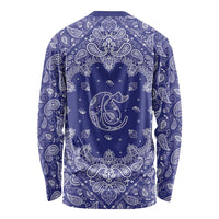 Blue Paisley Long Sleeve Shirt Skull Gangster - Wonder Print Shop