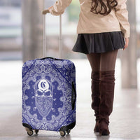 Blue Paisley Luggage Cover Skull Gangster - Wonder Print Shop
