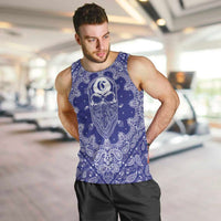 Blue Paisley Men Tank Top Skull Gangster - Wonder Print Shop