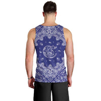 Blue Paisley Men Tank Top Skull Gangster - Wonder Print Shop