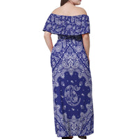 Blue Paisley Off Shoulder Maxi Dress Skull Gangster - Wonder Print Shop