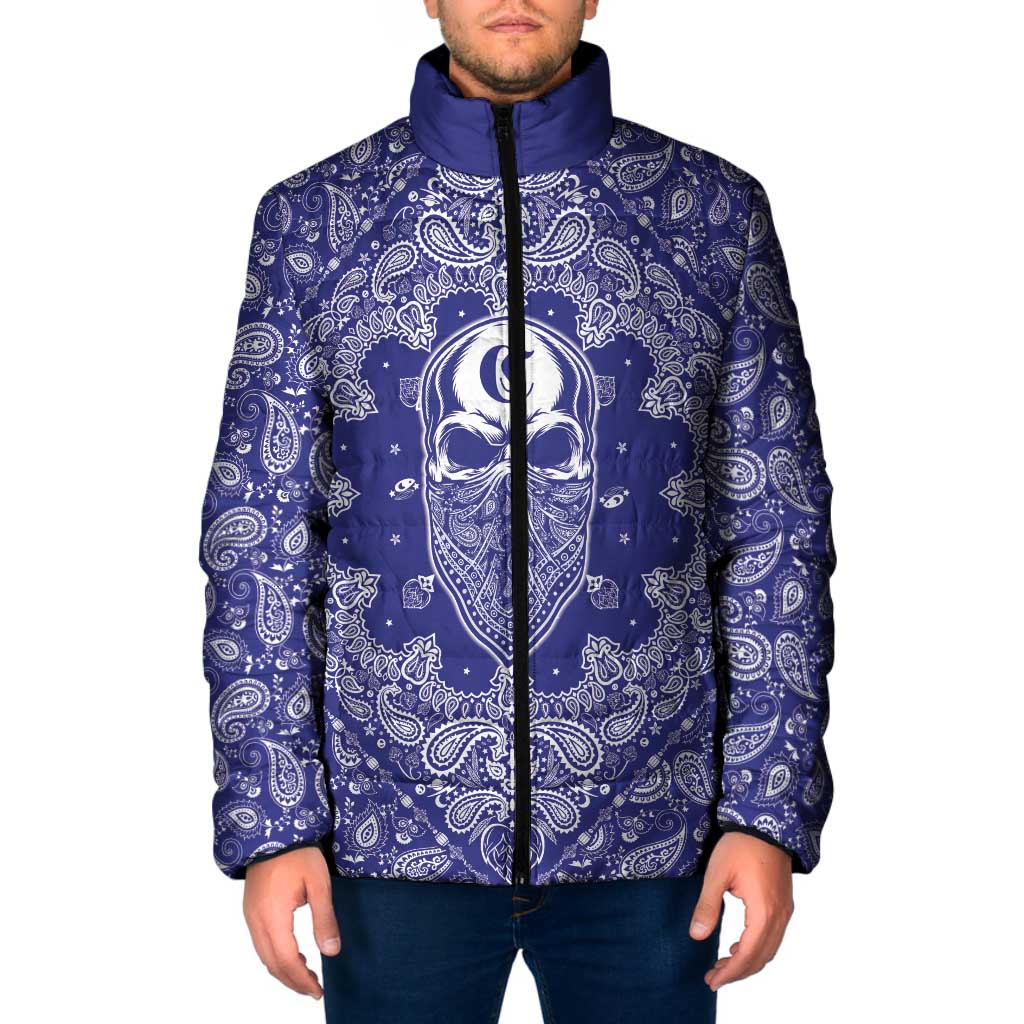 Blue Paisley Padded Jacket Skull Gangster - Wonder Print Shop