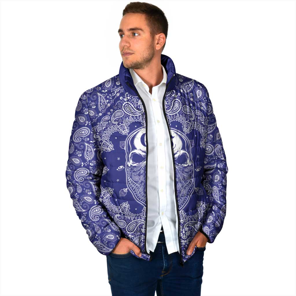 Blue Paisley Padded Jacket Skull Gangster - Wonder Print Shop