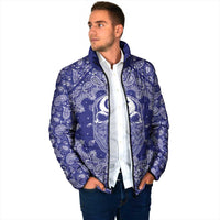 Blue Paisley Padded Jacket Skull Gangster - Wonder Print Shop
