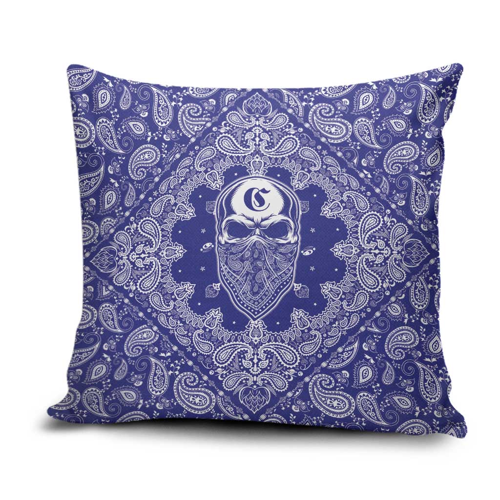 Blue Paisley Pillow Cover Skull Gangster - Wonder Print Shop