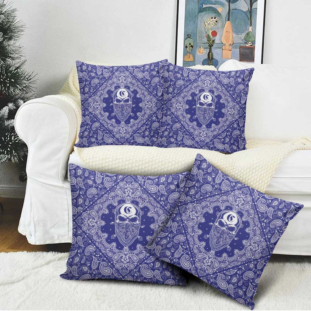 Blue Paisley Pillow Cover Skull Gangster - Wonder Print Shop