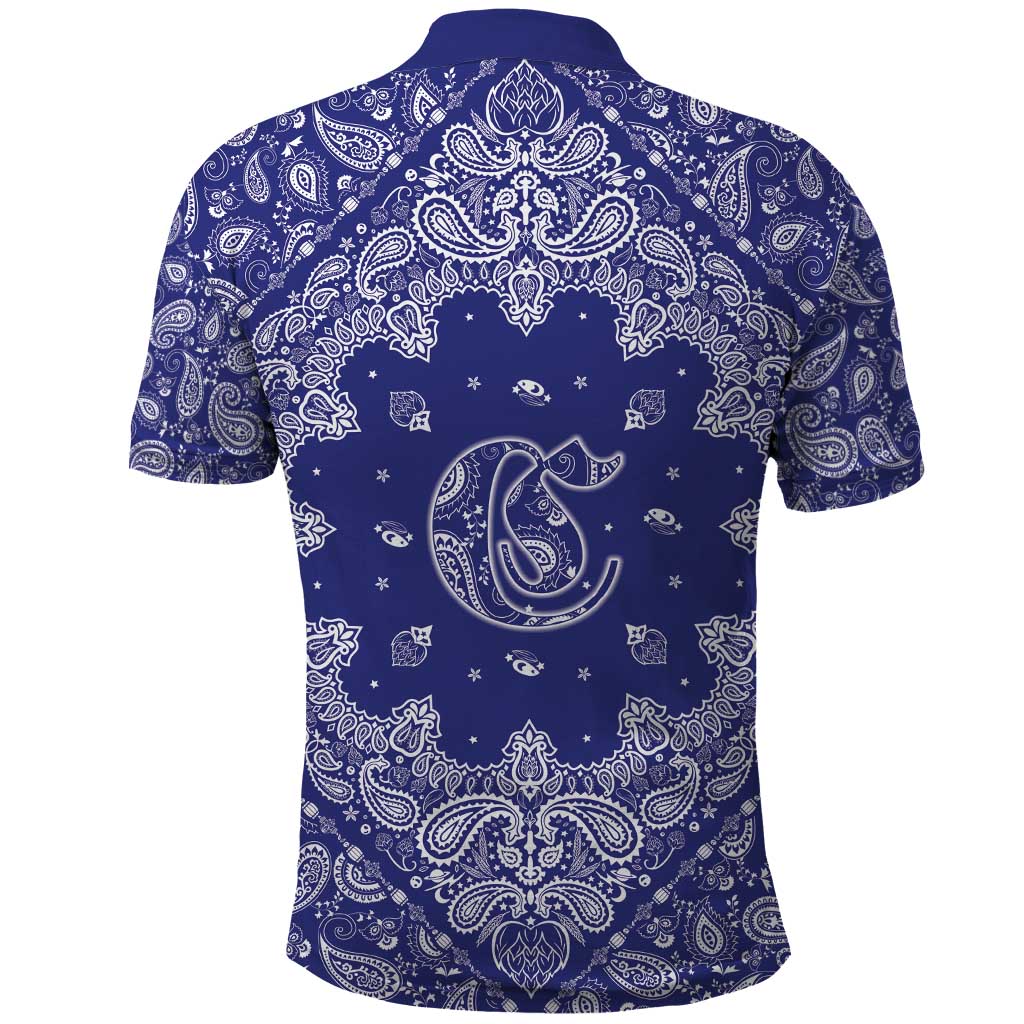 Blue Paisley Polo Shirt Skull Gangster - Wonder Print Shop