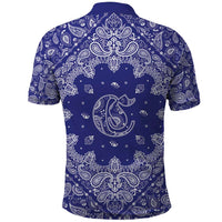 Blue Paisley Polo Shirt Skull Gangster - Wonder Print Shop