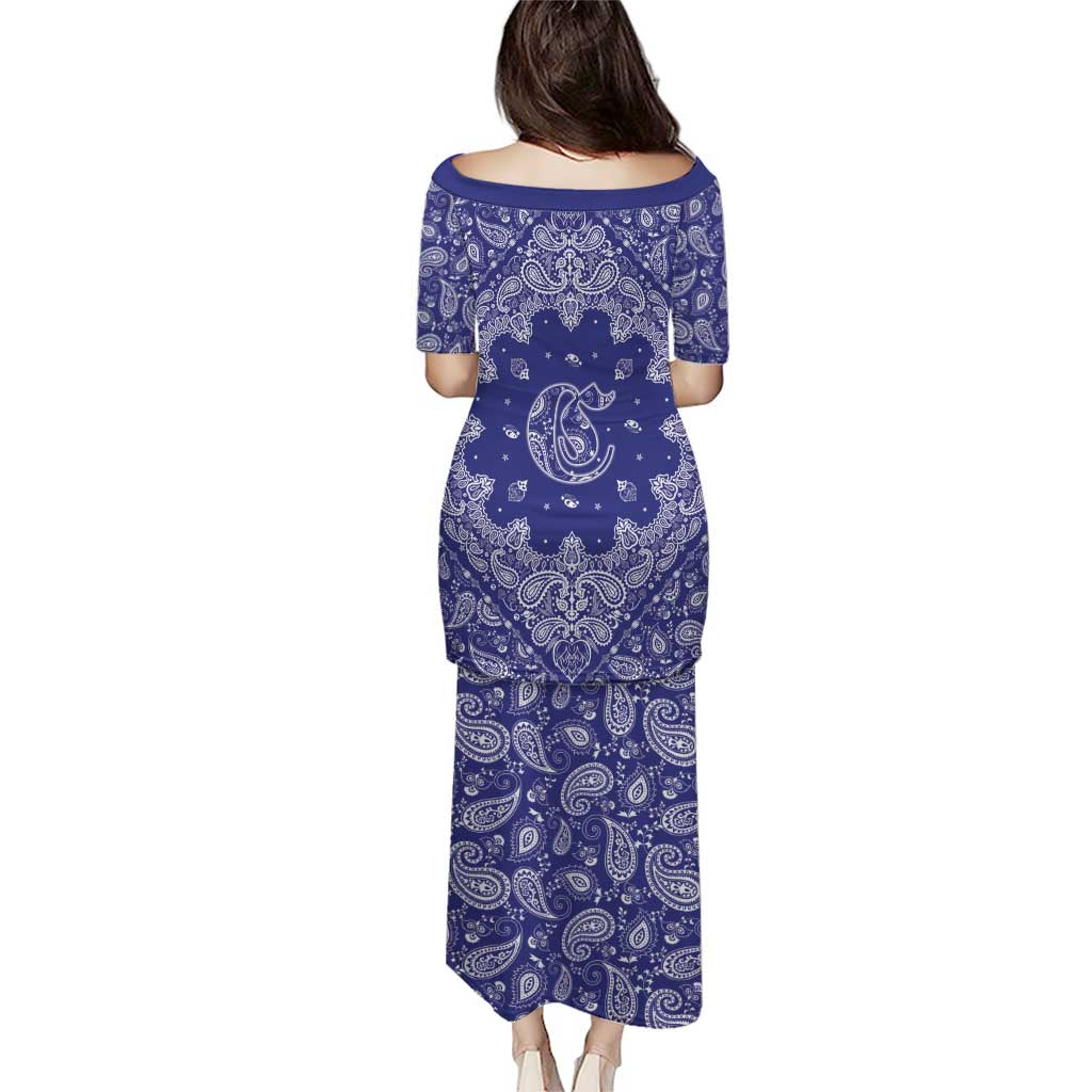 Blue Paisley Puletasi Skull Gangster - Wonder Print Shop