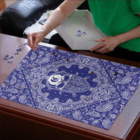 Blue Paisley Puzzle Skull Gangster - Wonder Print Shop