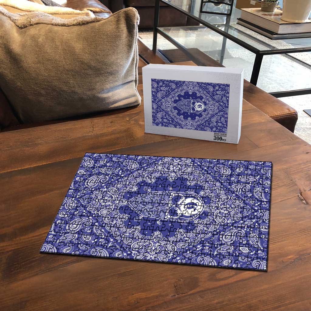 Blue Paisley Puzzle Skull Gangster - Wonder Print Shop