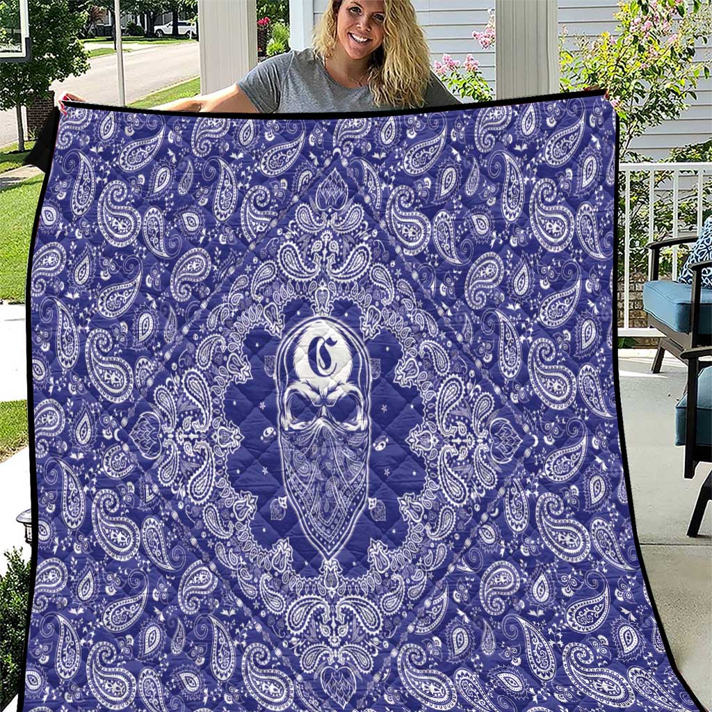 Blue Paisley Quilt Skull Gangster - Wonder Print Shop