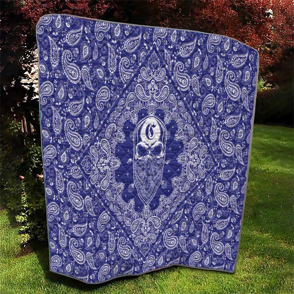 Blue Paisley Quilt Skull Gangster - Wonder Print Shop