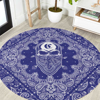 Blue Paisley Round Carpet Skull Gangster - Wonder Print Shop