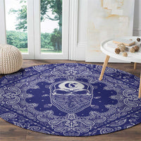 Blue Paisley Round Carpet Skull Gangster - Wonder Print Shop