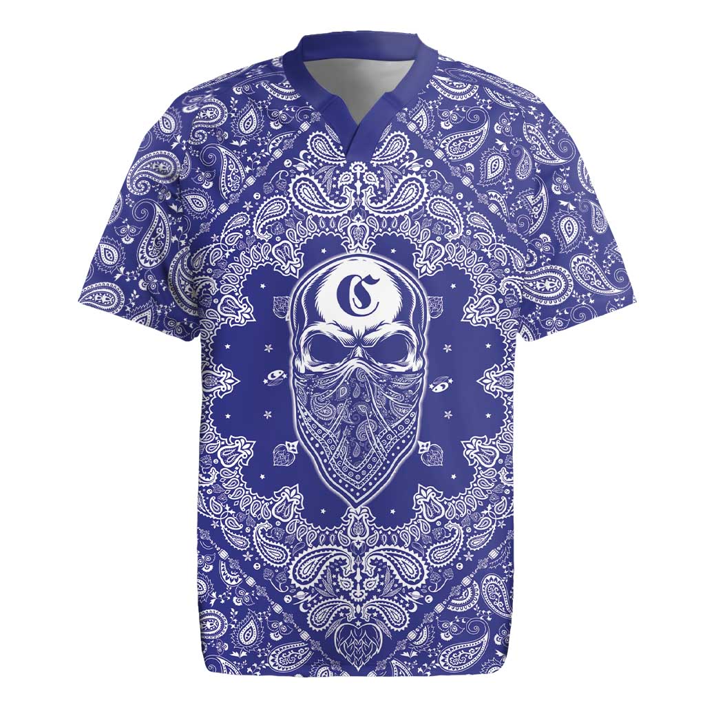 Blue Paisley Rugby Jersey Skull Gangster - Wonder Print Shop